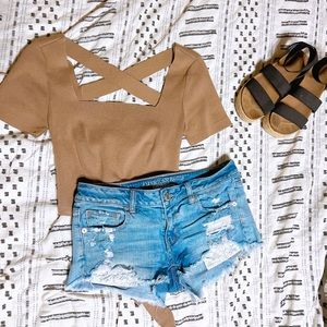 american eagle LOW rise denim shorts